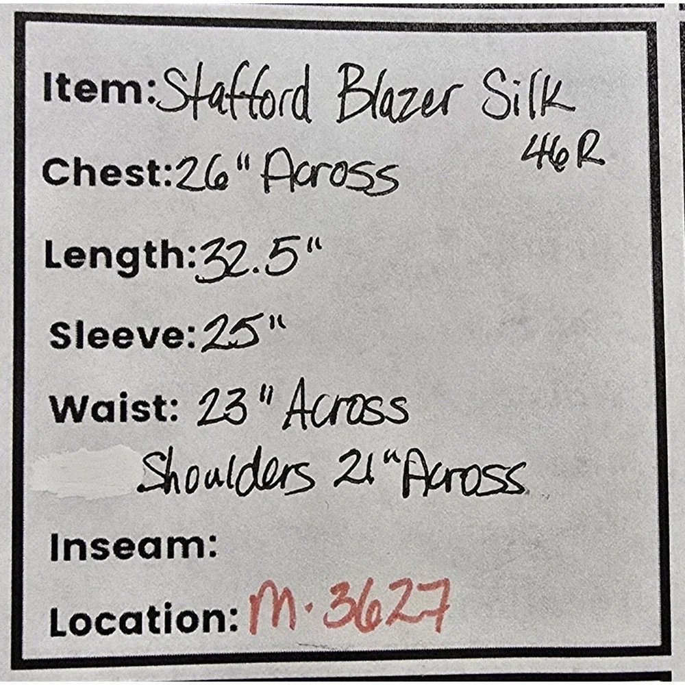 Stafford Blazer 46R 100% Silk‎ Tweed Black White Sport Coat Two Button